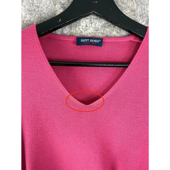 Saint James Size 8 Wool V Neck Minimalist Top Pink Long Sleeve Casual - Picture 3 of 10